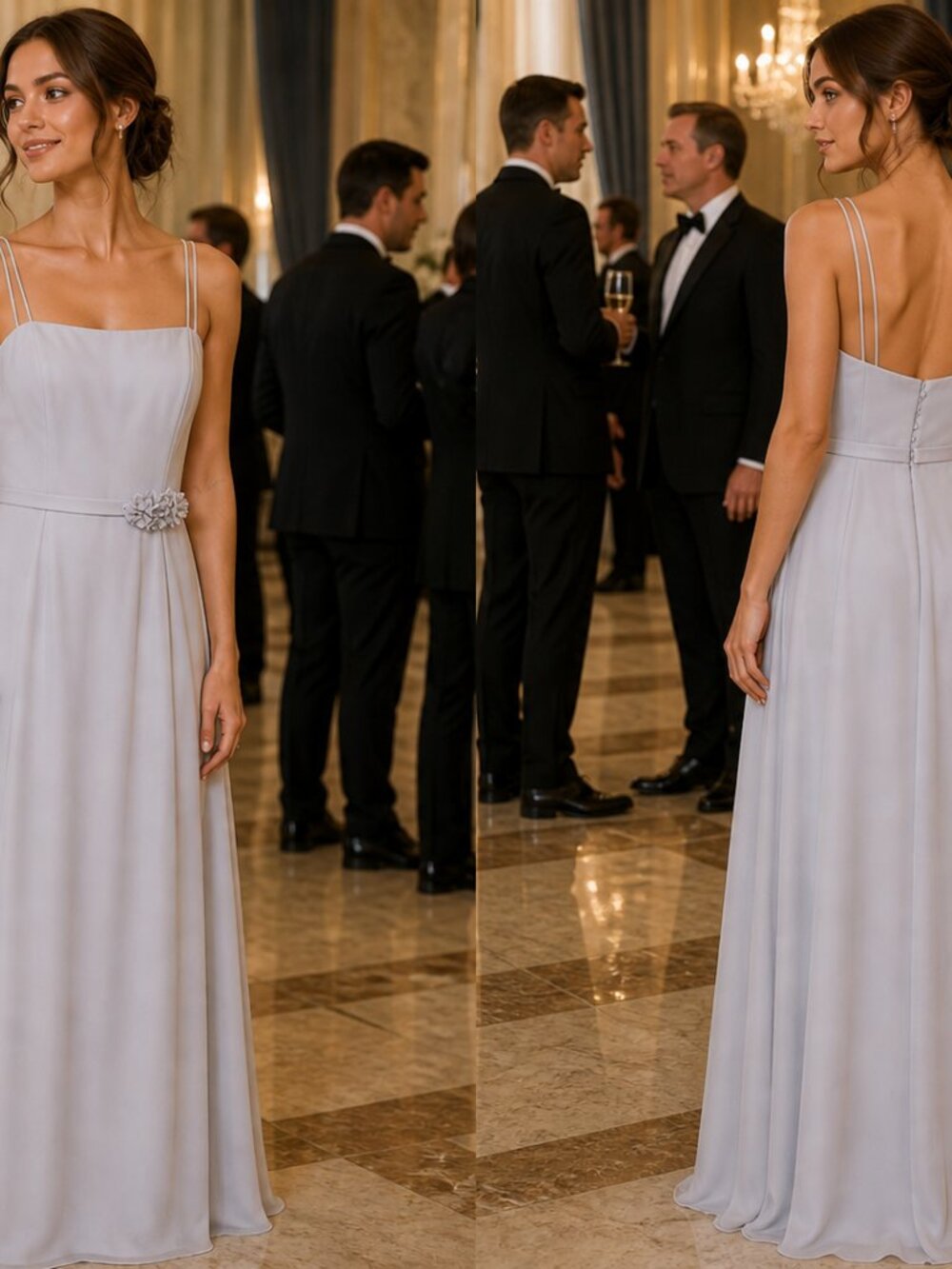 Alfred Angelo Spaghetti Strap Chiffon Gown Grecian Formal NWT